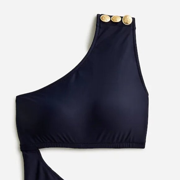 NWT J.CREW Cutout one-piece full-coverage swimsuit with buttons - Picture 2 of 3